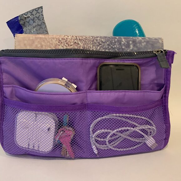 Handbag Organizer/ Purse Insert / Divider /Cosmetic Case- Purple- NWT - Picture 5 of 10